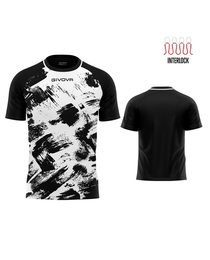 Maglia Givova Shirt Art M/C Interlock MAC05 Calcio Bianco Nero Unisex MAC050310