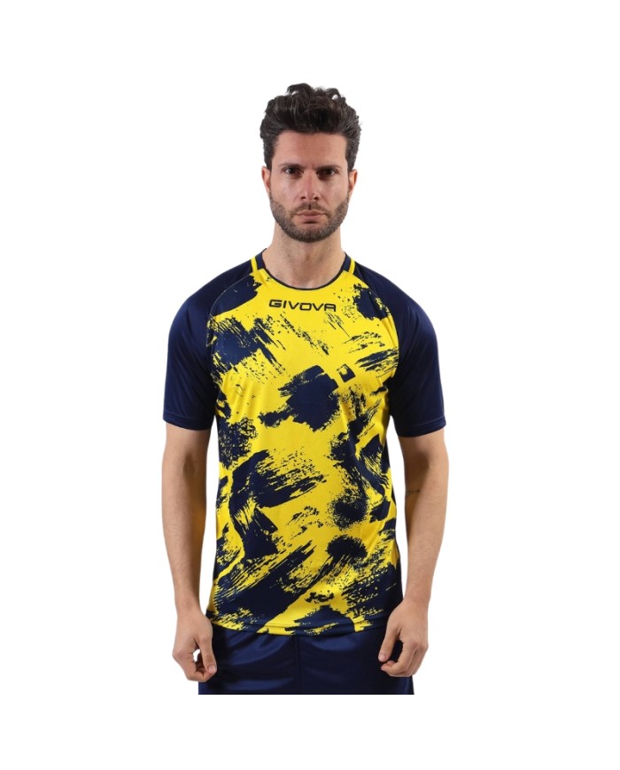 Maglia Givova Shirt Art M/C Interlock MAC05 Calcio Giallo Blu Unisex MAC050704