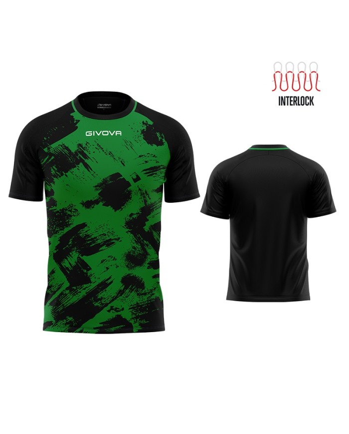 Maglia Givova Shirt Art M/C Interlock MAC05 Calcio Verde Nero Unisex MAC051310