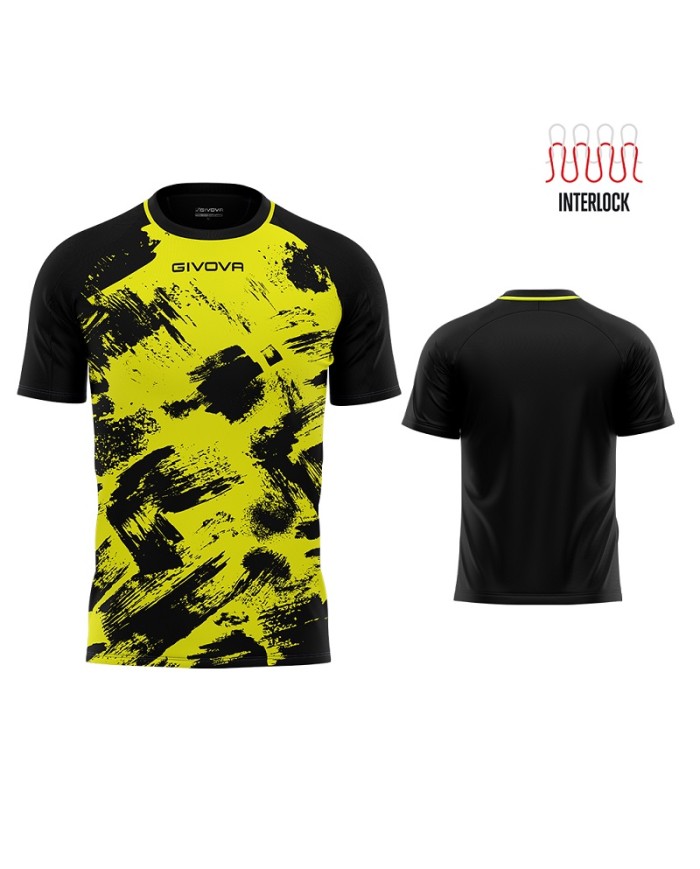 Maglia Givova Shirt Art M/C Interlock MAC05 Calcio Giallo Fluo Nero Unisex MAC051910