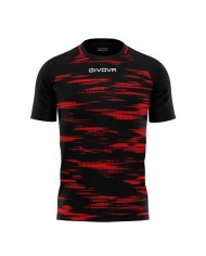 Maglia da Calcio Givova Pixel MA035 Padel Tennis Nero Rosso MA0351012
