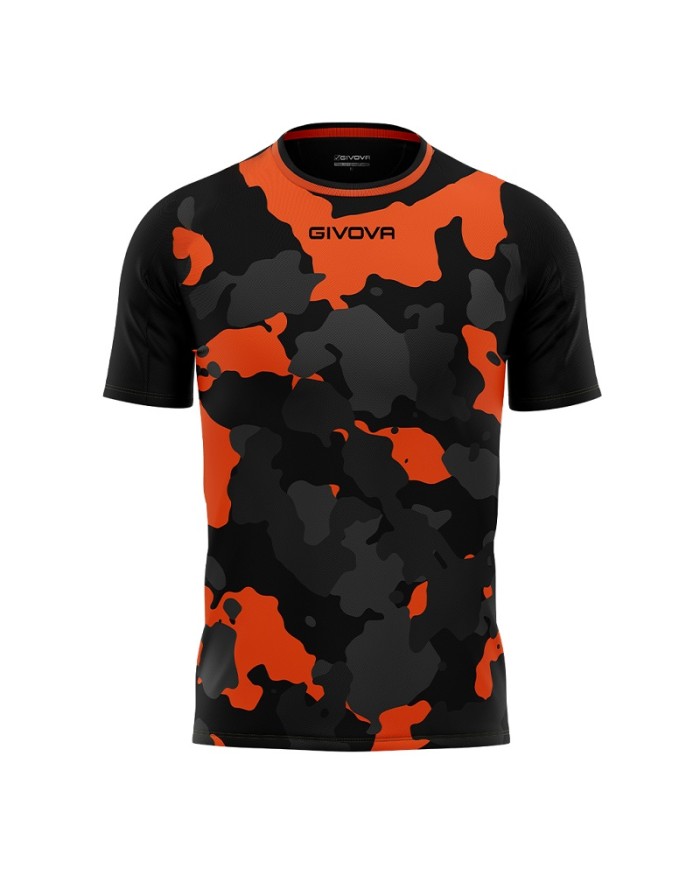 Maglia ARMY INTERLOCK Givova MA041 Calcio Tennis Padel Nero Arancio MA0411001