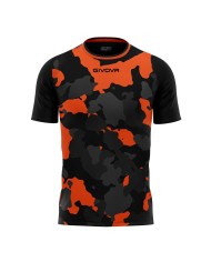Maglia ARMY INTERLOCK Givova MA041 Calcio Tennis Padel Nero Arancio MA0411001