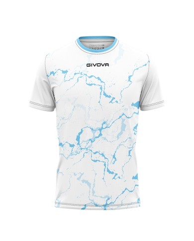 Maglia GRAFITE INTERLOCK Givova MA040 Calcio Tennis Padel Bianco Celeste MA0400305
