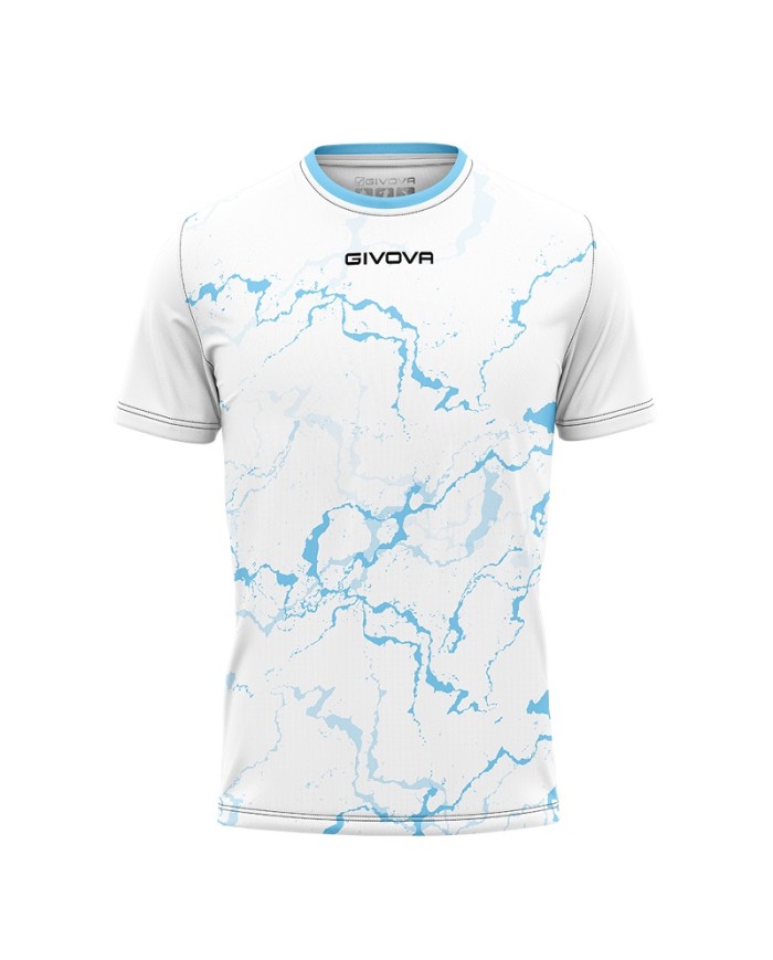 Maglia GRAFITE INTERLOCK Givova MA040 Calcio Tennis Padel Bianco Celeste MA0400305