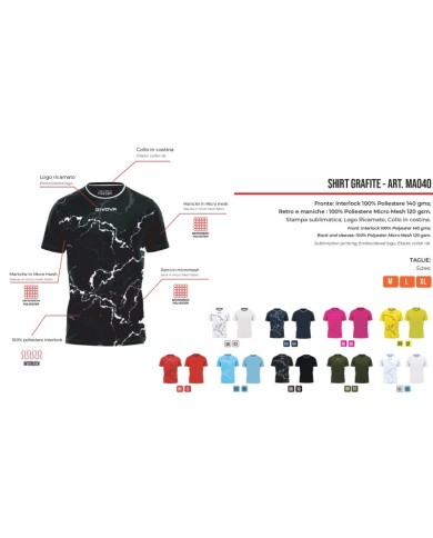 Maglia GRAFITE INTERLOCK Givova MA040 Calcio Tennis Padel Giallo Nero MA0400710