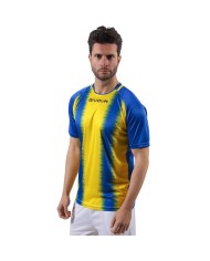 Maglia Givova Stripe M/C Interlock MAC06 Calcio Azzurro Bianco Unisex MAC060203