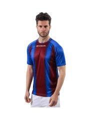 Maglia Givova Stripe M/C Interlock MAC06 Calcio Azzurro Giallo Unisex MAC060207