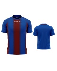 Maglia Givova Stripe M/C Interlock MAC06 Calcio Azzurro Granata Unisex MAC060208