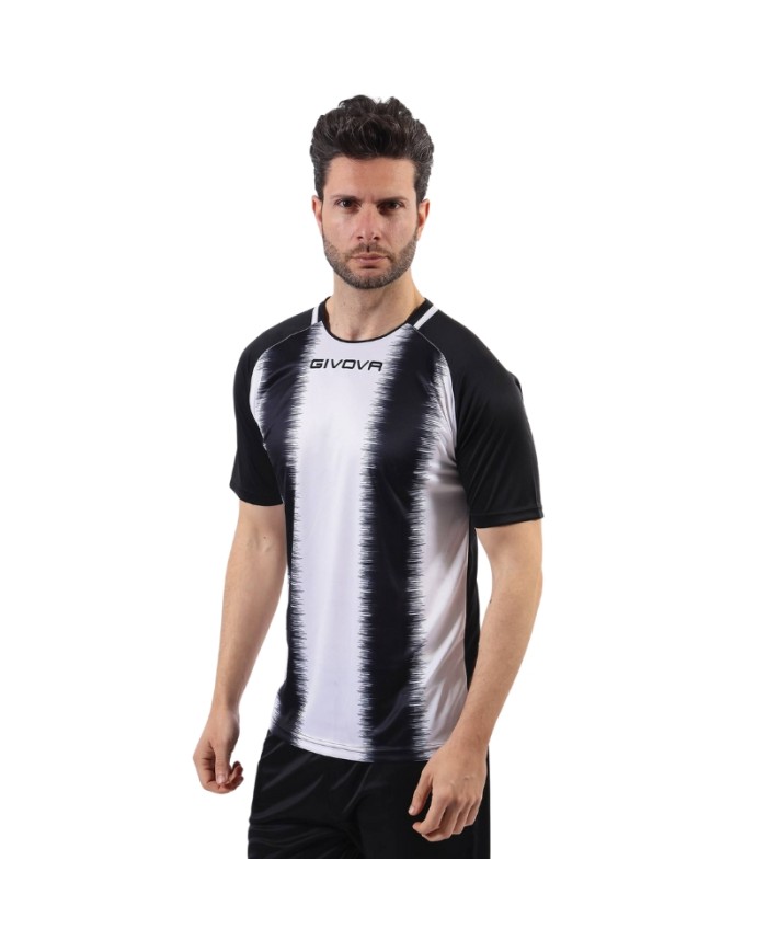 Maglia Givova Stripe M/C Interlock MAC06 Calcio Bianco Nero Unisex MAC060310