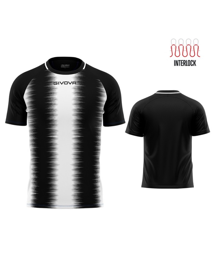 Maglia Givova Stripe M/C Interlock MAC06 Calcio Bianco Nero Unisex MAC060310