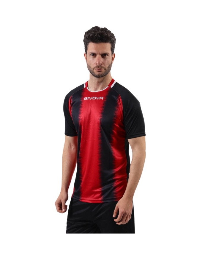Maglia Givova Stripe M/C Interlock MAC06 Calcio Blu Rosso Unisex MAC060412