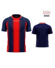 Maglia Givova Stripe M/C Interlock MAC06 Calcio Blu Rosso Unisex MAC060412