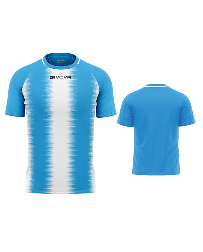 Maglia Givova Stripe M/C Interlock MAC06 Calcio Celeste Bianco Unisex MAC060503