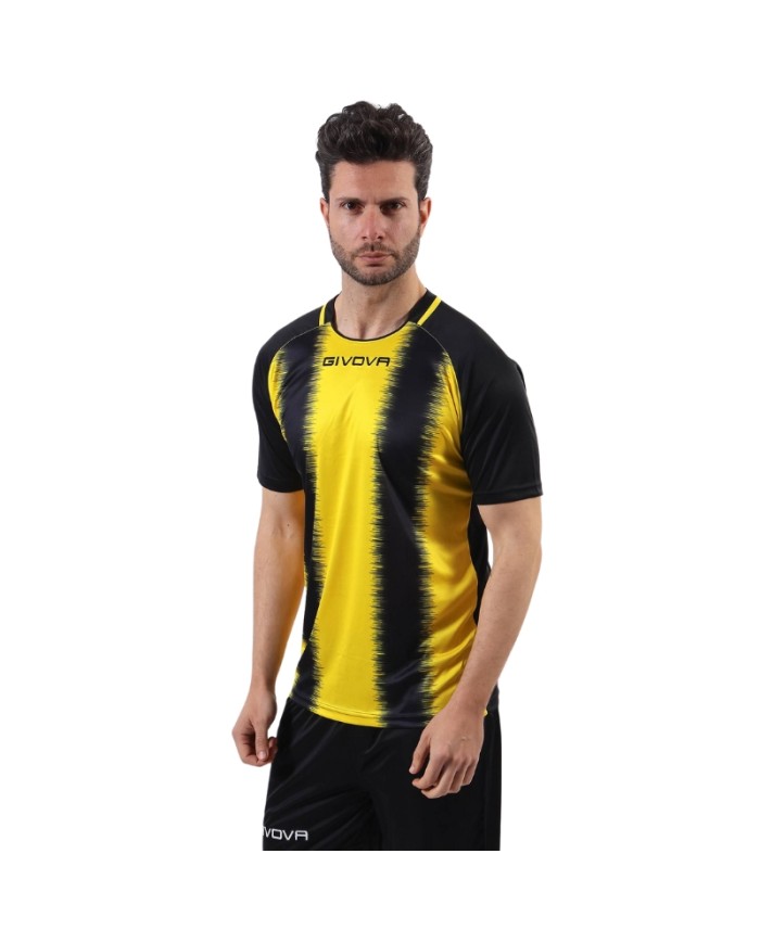 Maglia Givova Stripe M/C Interlock MAC06 Calcio Giallo Nero Unisex MAC060710