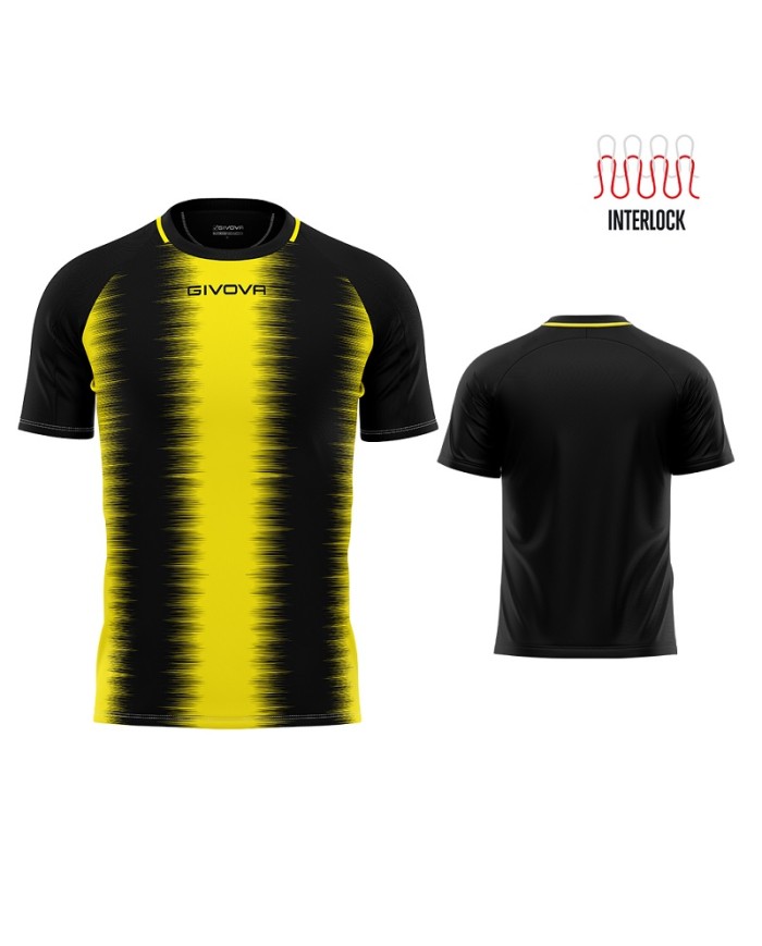 Maglia Givova Stripe M/C Interlock MAC06 Calcio Giallo Nero Unisex MAC060710