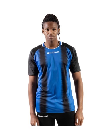 Maglia Givova Stripe M/C Interlock MAC06 Calcio Nero Azzurro Unisex MAC061002 Maglia Givova Stripe M/C Interlock MAC06 Calcio Nero Azzurro Unisex MAC061002