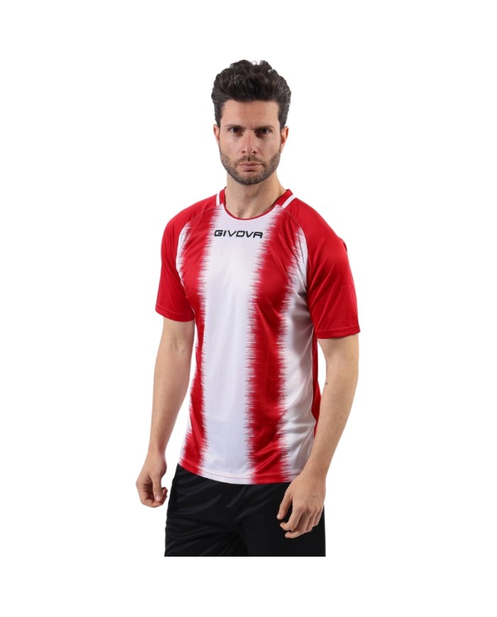Maglia Givova Stripe M/C Interlock MAC06 Calcio Rosso Bianco Unisex MAC061203