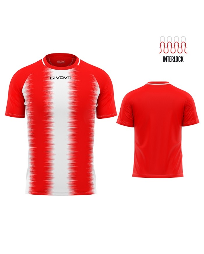Maglia Givova Stripe M/C Interlock MAC06 Calcio Rosso Bianco Unisex MAC061203