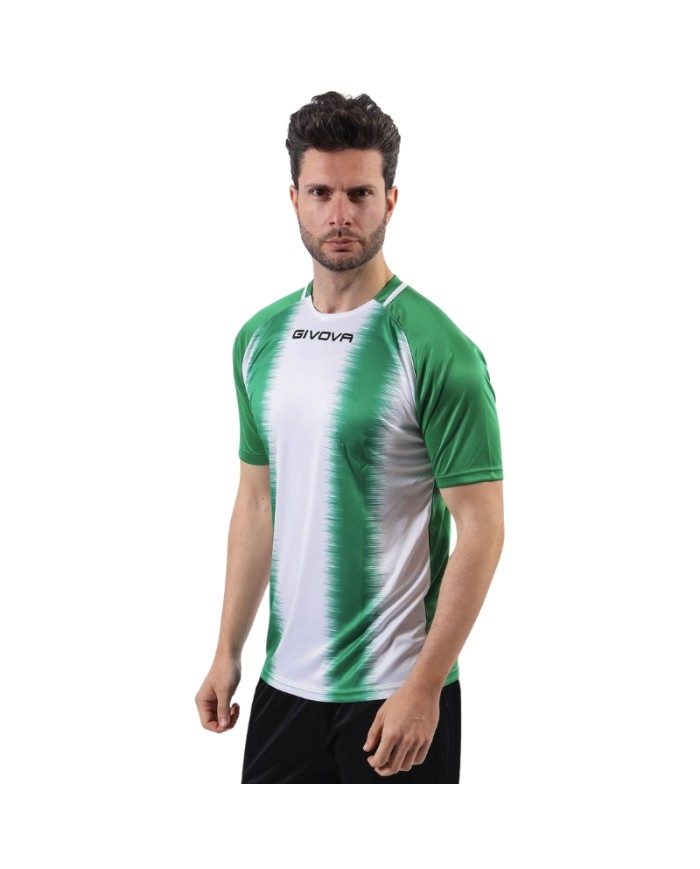 Maglia Givova Stripe M/C Interlock MAC06 Calcio Verde Bianco Unisex MAC061303