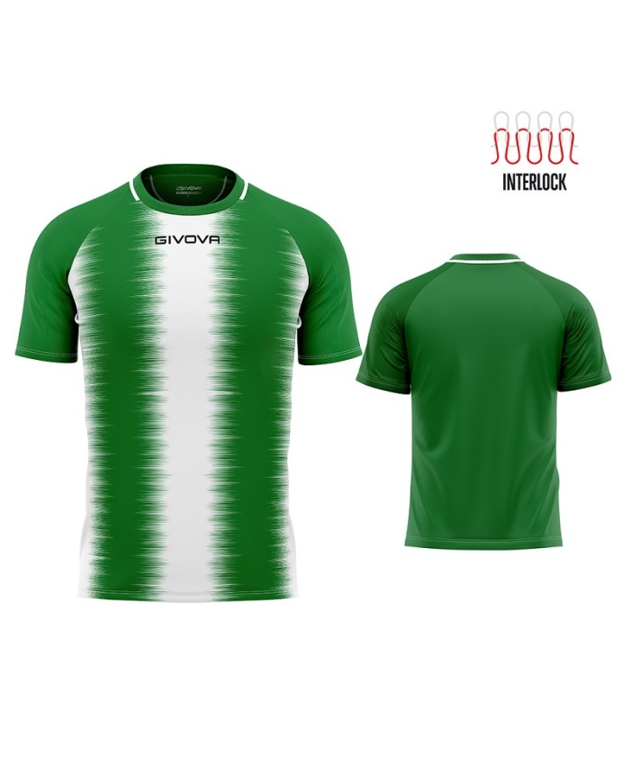 Maglia Givova Stripe M/C Interlock MAC06 Calcio Verde Bianco Unisex MAC061303