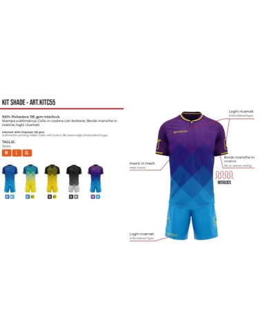 Completino da Calcio Givova Kit Shade KITC55 Nero Grigio KITC551009