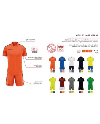 Completino da Calcio Givova Kit Play KITC56 Bianco Blu KITC560304