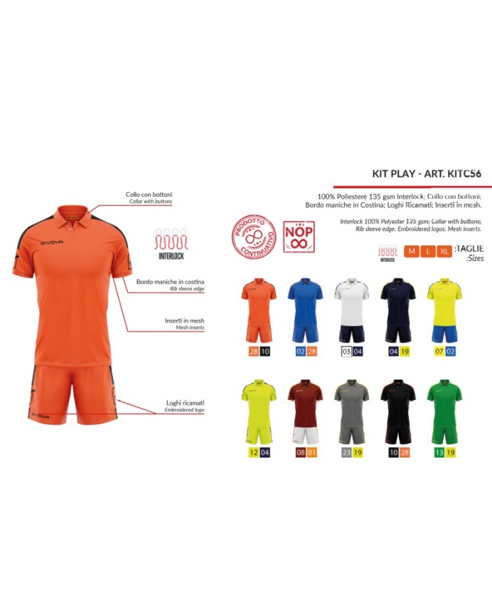 KIT PLAY GIALLO FLUO/BLU Tg. L