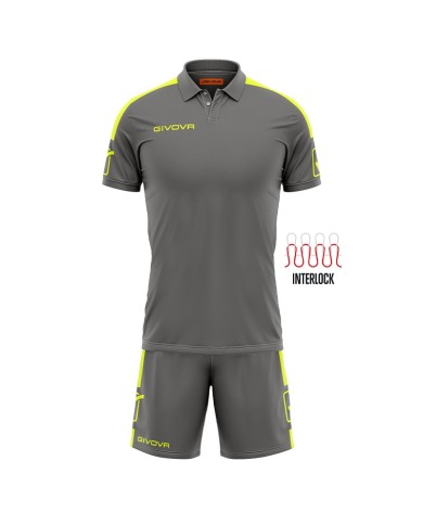Completino da Calcio Givova Kit Play KITC56 Grigio Giallo Fluo KITC562319