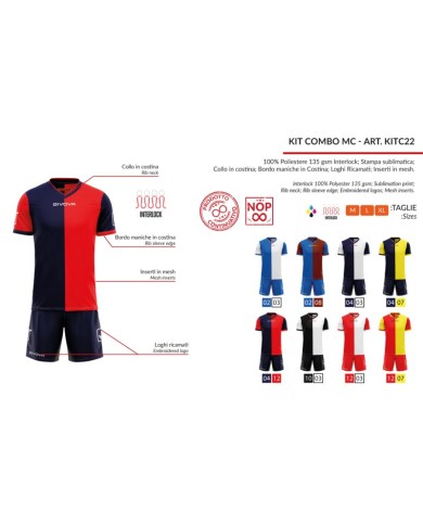 Completino da Calcio Givova Kit Combo MC KITC22 Nero Bianco KITC221003