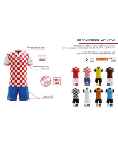 Completino da Calcio Givova Kit Competition KITC45 Bianco Azzurro KITC450302