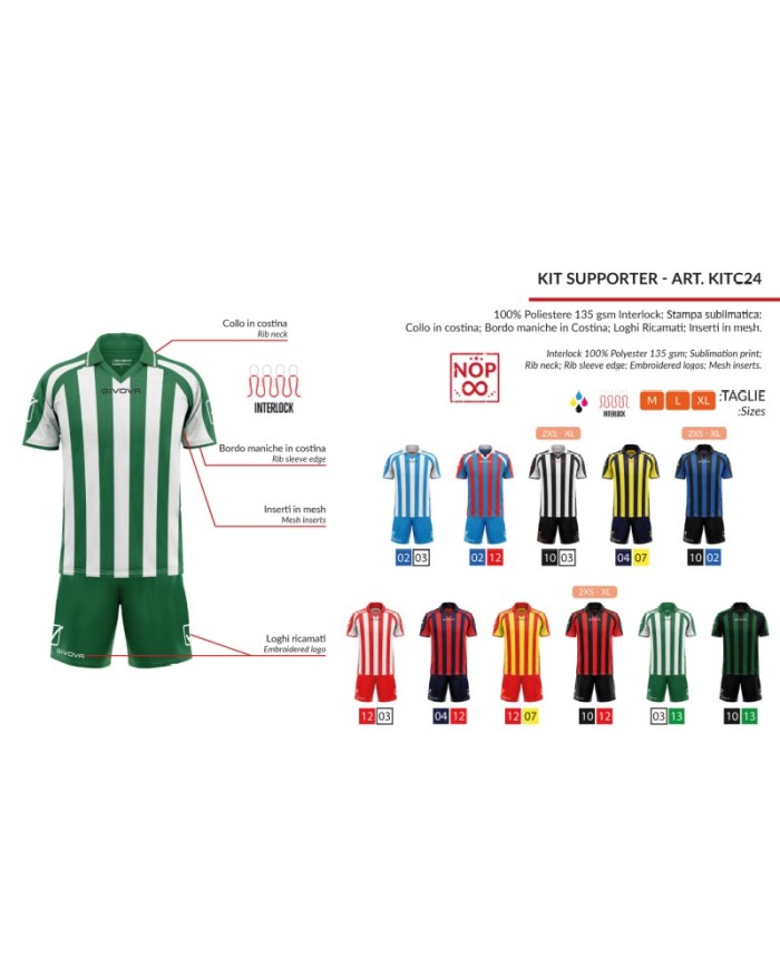 Completino da Calcio Givova Kit Supporter MC KITC24 Rosso Bianco KITC241203 Completino da Calcio Givova Kit Supporter MC KITC24 Rosso Bianco KITC241203