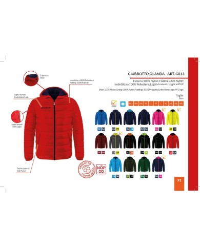 Giubbotto Givova Olanda G013 Piumino Adulto Unisex Nero G0130010 Giubbotto Givova Olanda G013 Piumino Adulto Unisex Nero G0130010