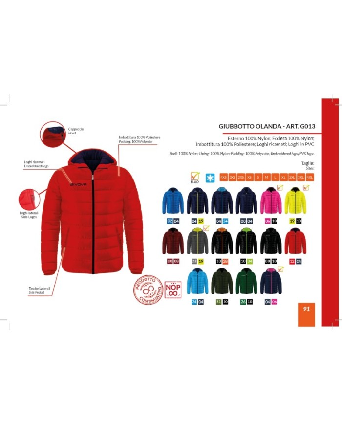 GIUBBOTTO OLANDA BLU/TURCHESE Tg. 2XL GIUBBOTTO OLANDA BLU/TURCHESE Tg. 2XL