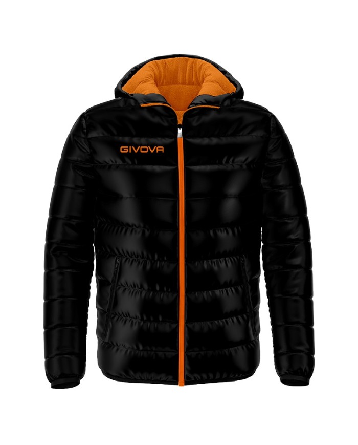 Giubbotto Givova Olanda G013 Piumino Adulto Unisex Nero Arancio Fluo G0131028