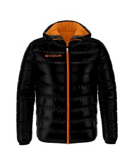 Giubbotto Givova Olanda G013 Piumino Adulto Unisex Nero Arancio Fluo G0131028