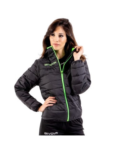 Giubbotto Givova Olanda G013 Piumino Adulto Unisex Nero Verde Fluo G0131034