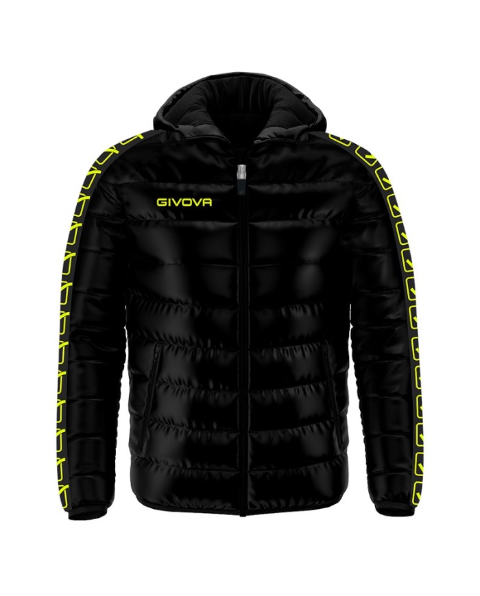 Giubbotto Givova Olanda Band G022 Piumino Adulto Unisex Nero Giallo Fluo G0222810
