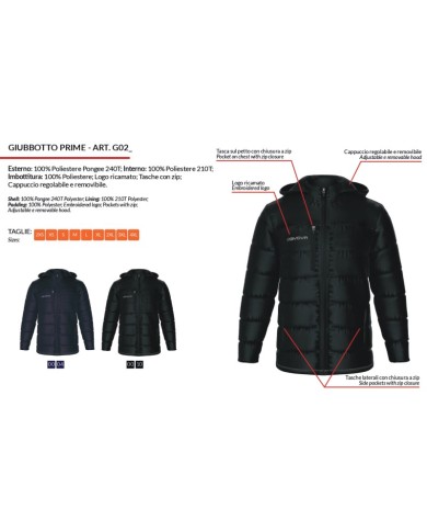 Giubbotto con Cappuccio Givova Prime G026 Unisex Full Zip Nero G0260010 Giubbotto con Cappuccio Givova Prime G026 Unisex Full Zip Nero G0260010