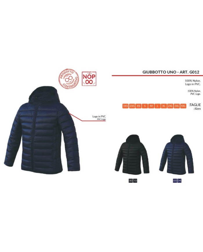 Giubbotto Uno Givova G012 Piumino con Cappuccio Unisex Blu G0120004