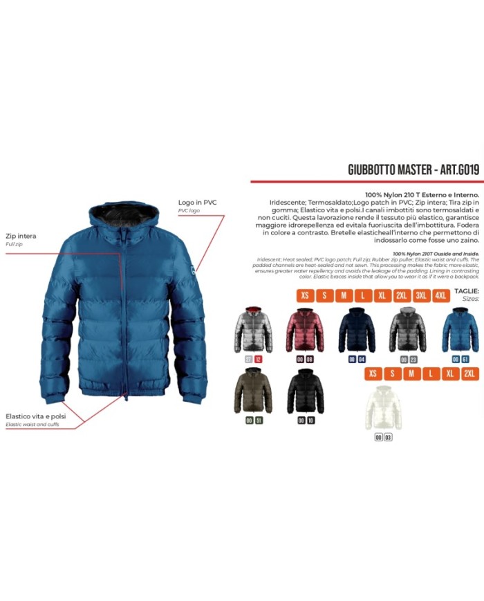 Giubbotto Givova Master G019 Piumino Unisex Nero G0190010