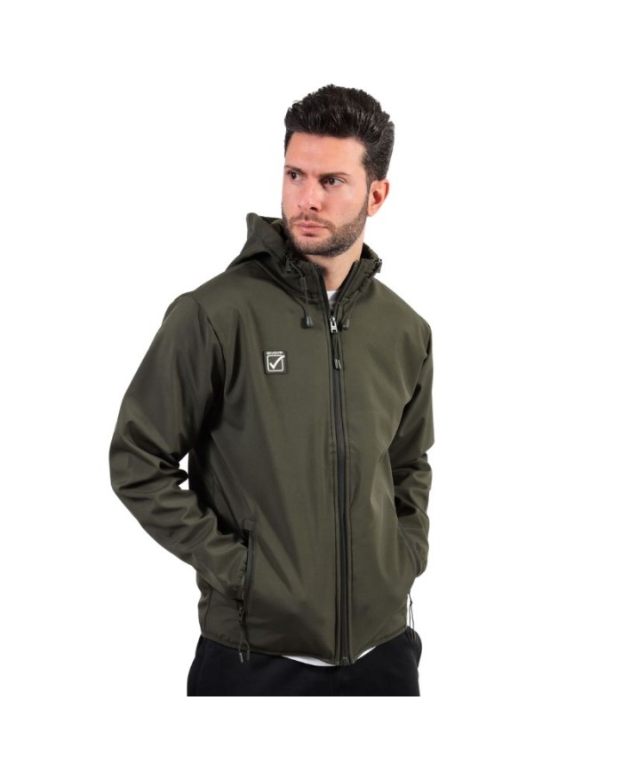 Giubbotto Soft Shell Givova G023 Giacca con Cappuccio Unisex Verde Militare G0230051