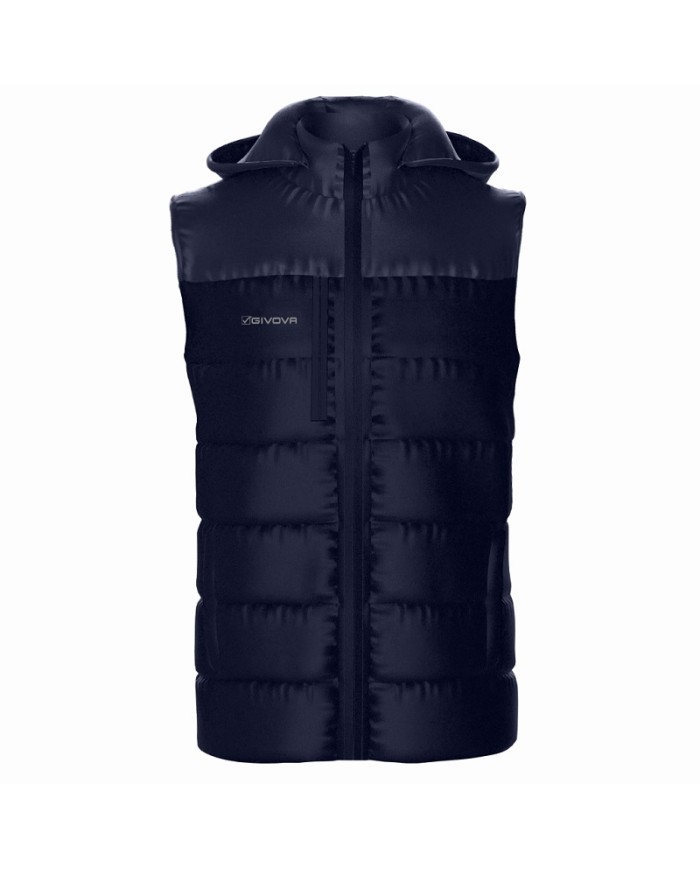 Giubbotto Smanicato Givova Prime G015 Piumino con Cappuccio Unisex Blu G0150004
