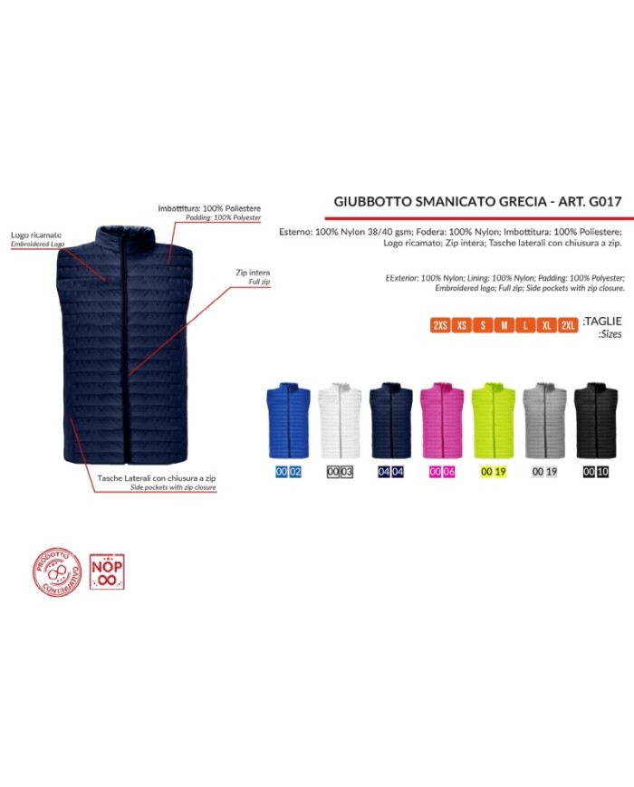 Giubbotto Smanicato Givova Grecia G017 Piumino Unisex Azzurro G0170002 Giubbotto Smanicato Givova Grecia G017 Piumino Unisex Azzurro G0170002