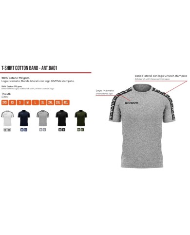 T-Shirt GF VIP Cotton Band Givova BA01 Maglia Unisex Cotone Bianca BA010003 T-Shirt GF VIP Cotton Band Givova BA01 Maglia Unisex Cotone Bianca BA010003