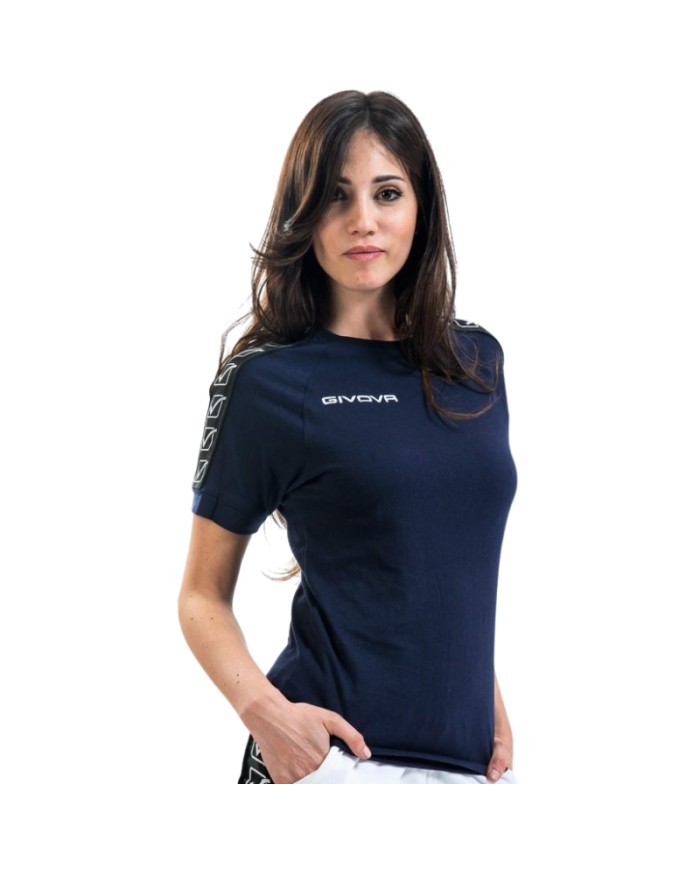 T-SHIRT COTTON BAND BLU Tg. 2XS