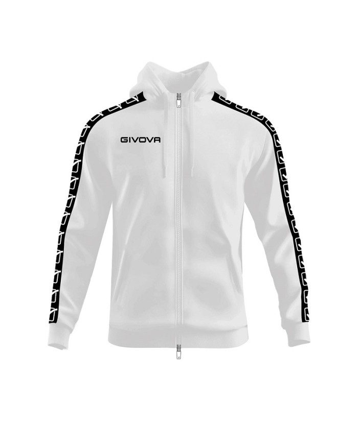 Felpa in Cotone Terry con Cappuccio Givova Full Zip Unisex Bianca BA014ZIP-0310