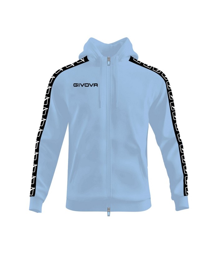 Felpa in Cotone Terry con Cappuccio Givova Full Zip Unisex Celeste BA014ZIP-0082