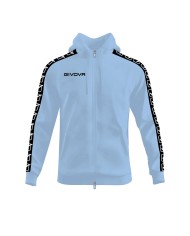 Felpa in Cotone Terry con Cappuccio Givova Full Zip Unisex Celeste BA014ZIP-0082