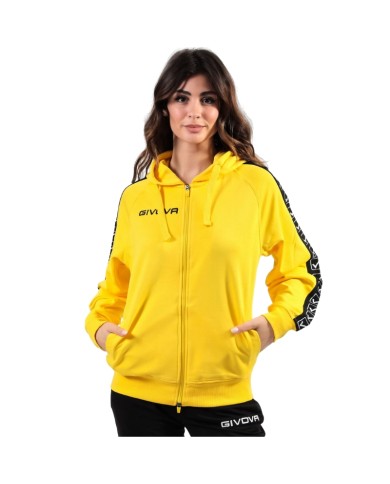 Felpa in Cotone Terry con Cappuccio Givova Full Zip Unisex Gialla BA014ZIP-0077 Felpa in Cotone Terry con Cappuccio Givova Full Zip Unisex Gialla BA014ZIP-0077